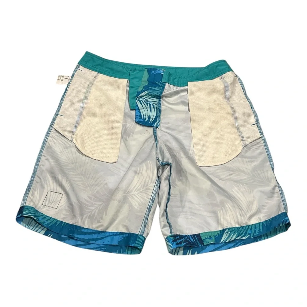 American Eagle Board Shorts Men's Blue Hawaiian Pockets Surfing Swimming, Size M